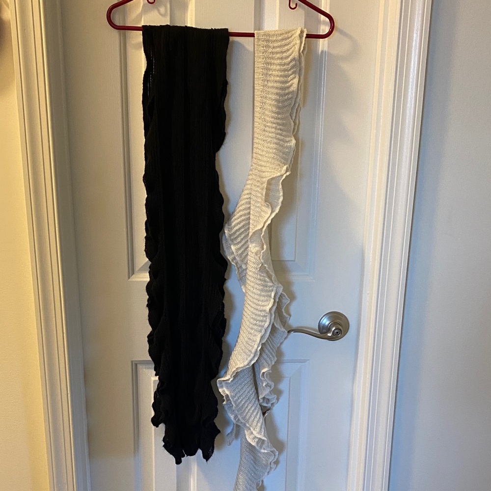 Black and White Ruffled Scarves
